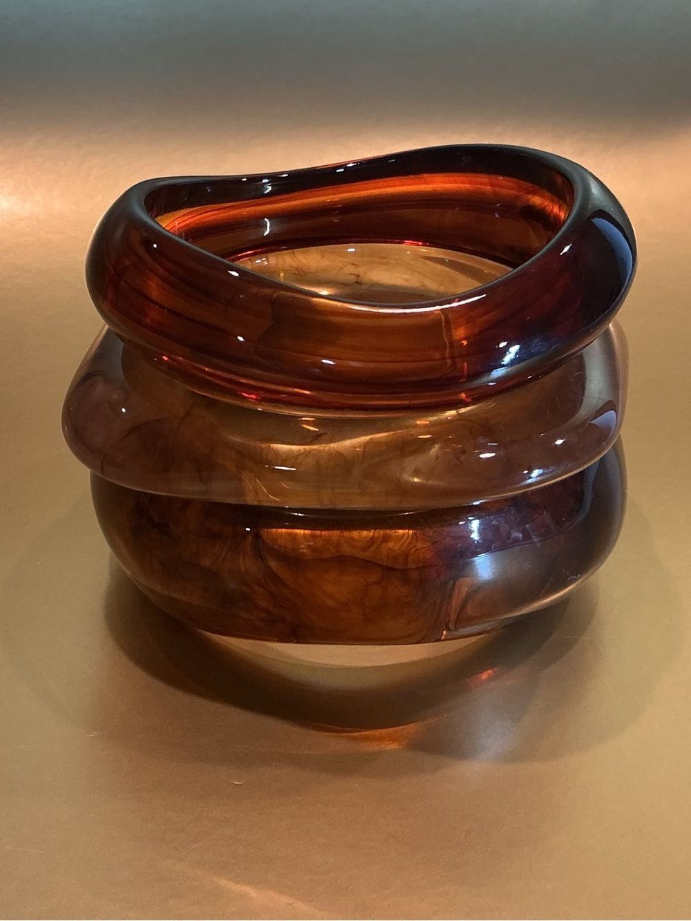 3 Amber Brown Resin Stackable Women's Bracelet by Mayamar - standard size